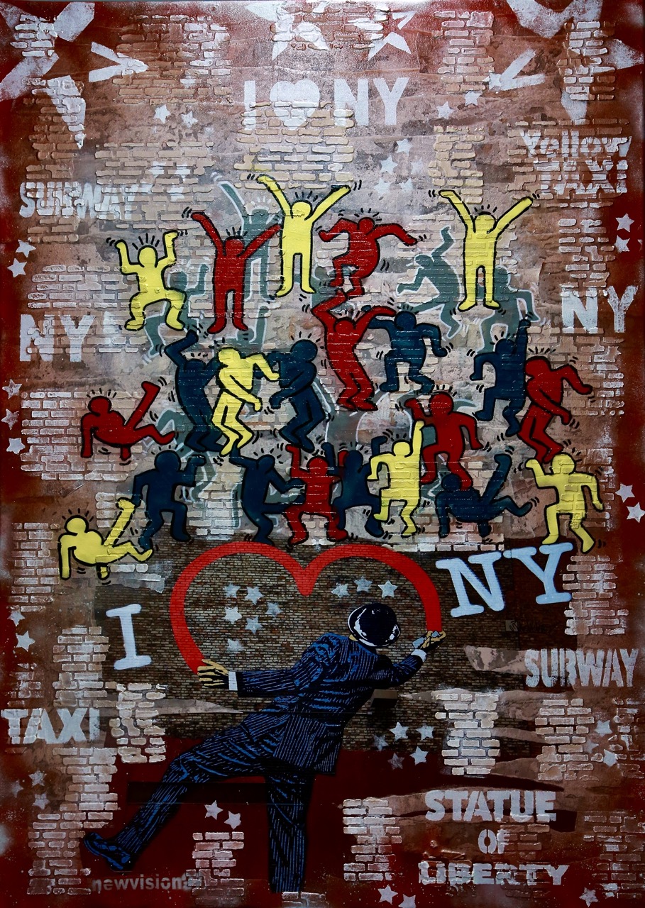I Love New York and People Dancing in the Street (Homage to Keith Haring)